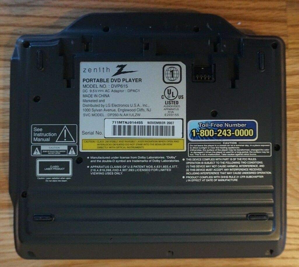 Amazon.com: Zenith 7 Wide LCD Portable DVD Player DVP615 : Electronics